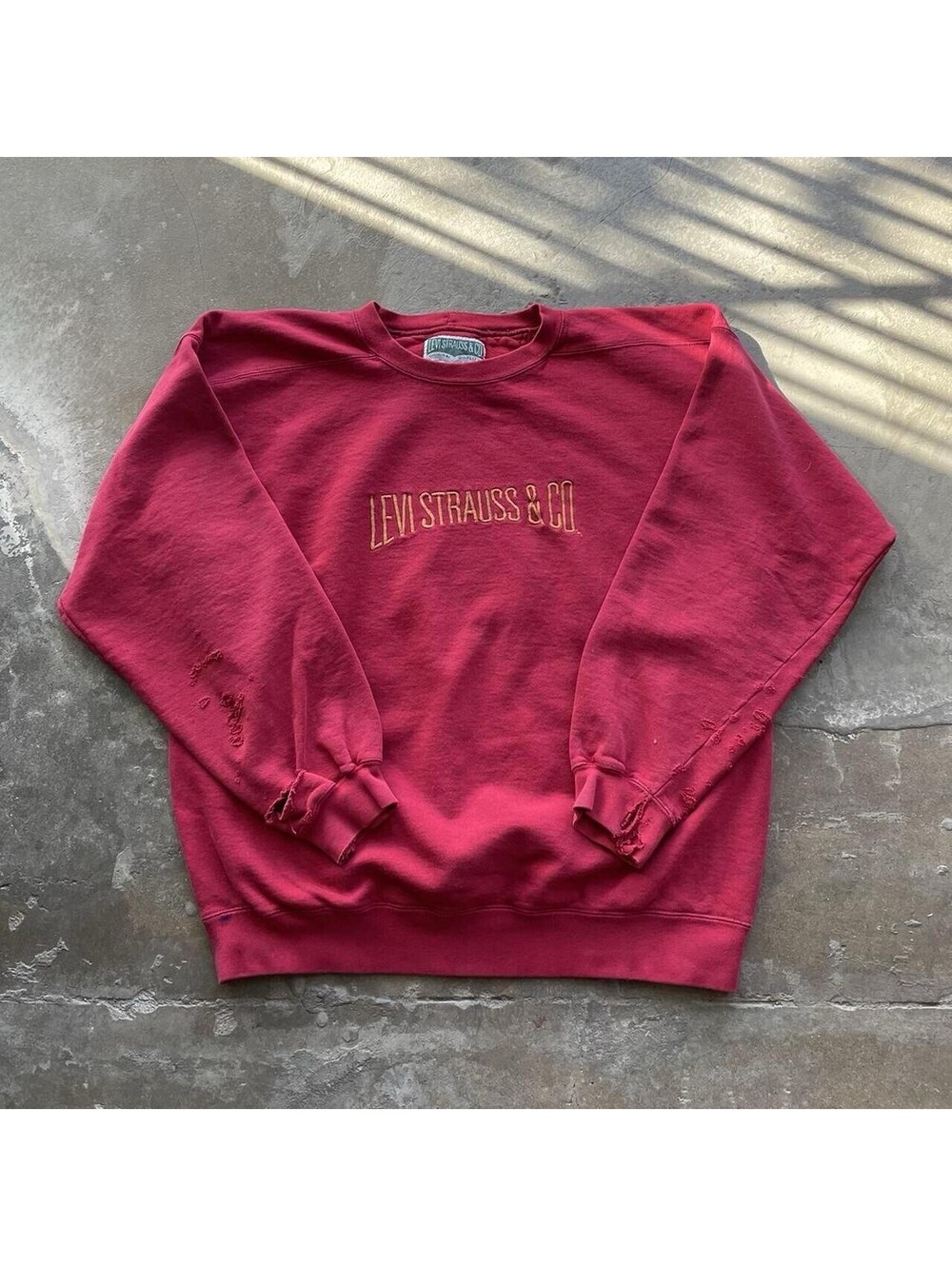 Vintage Levi's Sweatshirt Mens XL Red Fleece Crewneck Jeanswear Graphic 90s